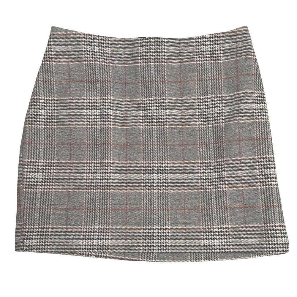 Express High Rise Plaid Mini Skirt Grey Brown Womens 0